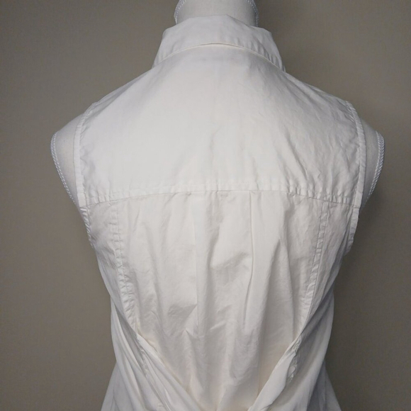 FRAME DENIM Preppy Light Academia Tie Poplin Sleeveless Blouse White Size XS - Picture 6 of 10